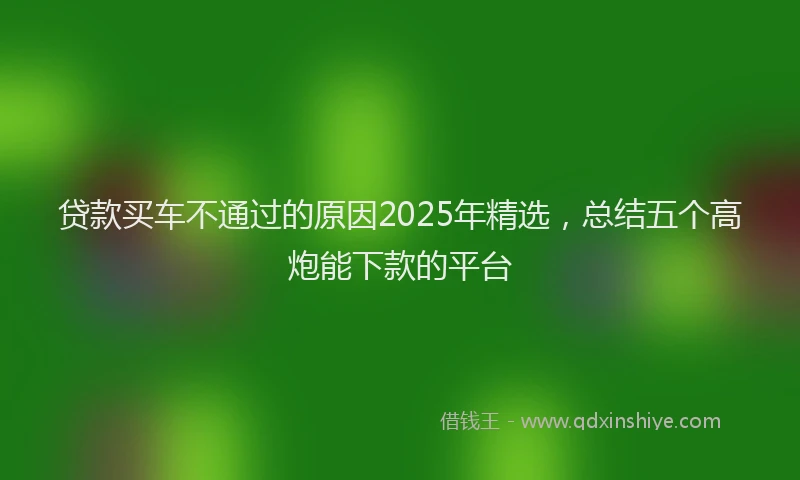 贷款买车不通过的原因2025年精选，总结五个高炮能下款的平台