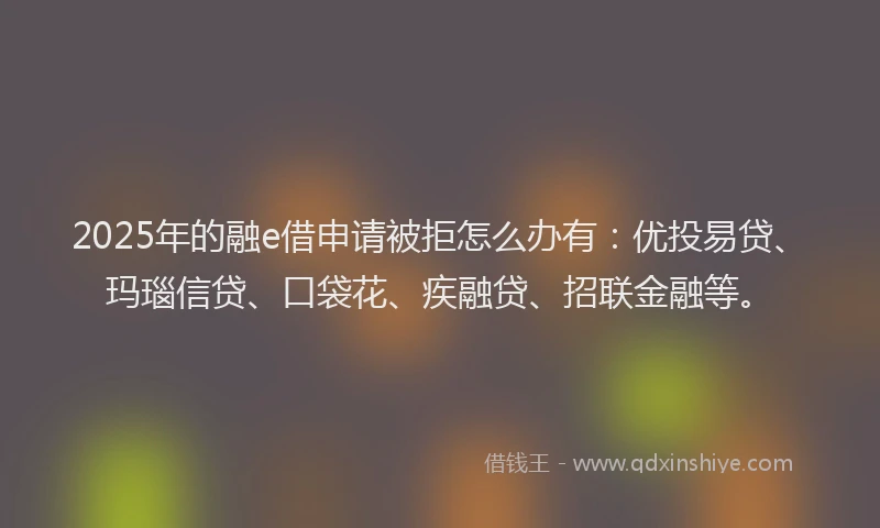 2025年的融e借申请被拒怎么办有：优投易贷、玛瑙信贷、口袋花、疾融贷、招联金融等。