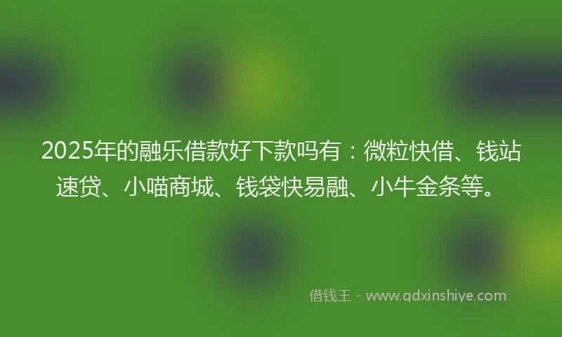 2025年的融乐借款好下款吗有：微粒快借、钱站速贷、小喵商城、钱袋快易融、小牛金条等。