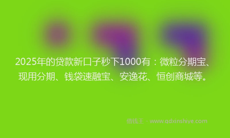 2025年的贷款新口子秒下1000有：微粒分期宝、现用分期、钱袋速融宝、安逸花、恒创商城等。