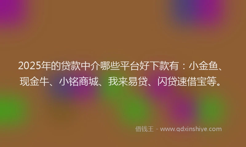 2025年的贷款中介哪些平台好下款有：小金鱼、现金牛、小铭商城、我来易贷、闪贷速借宝等。