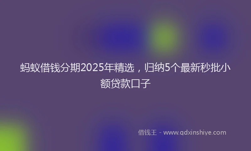 蚂蚁借钱分期2025年精选，归纳5个最新秒批小额贷款口子