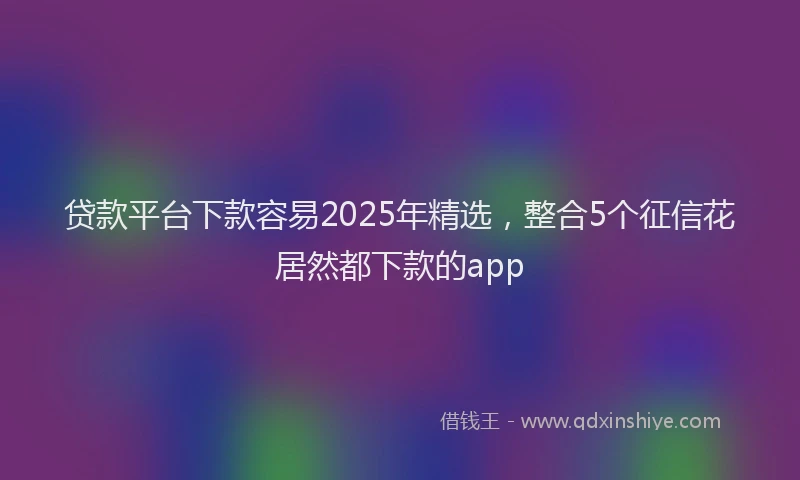 贷款平台下款容易2025年精选，整合5个征信花居然都下款的app