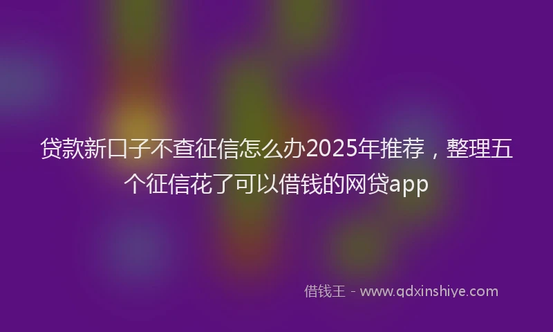 贷款新口子不查征信怎么办2025年推荐，整理五个征信花了可以借钱的网贷app