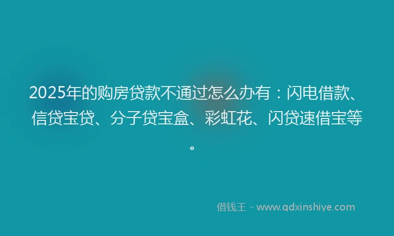 2025年的购房贷款不通过怎么办有：闪电借款、信贷宝贷、分子贷宝盒、彩虹花、闪贷速借宝等。
