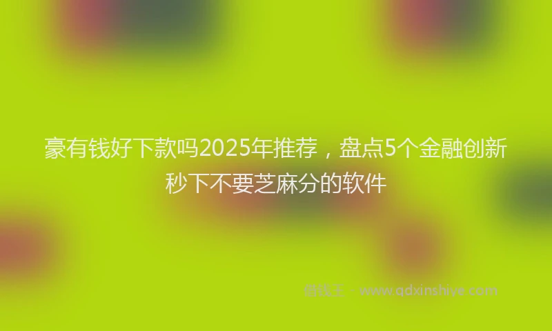 豪有钱好下款吗2025年推荐，盘点5个金融创新秒下不要芝麻分的软件