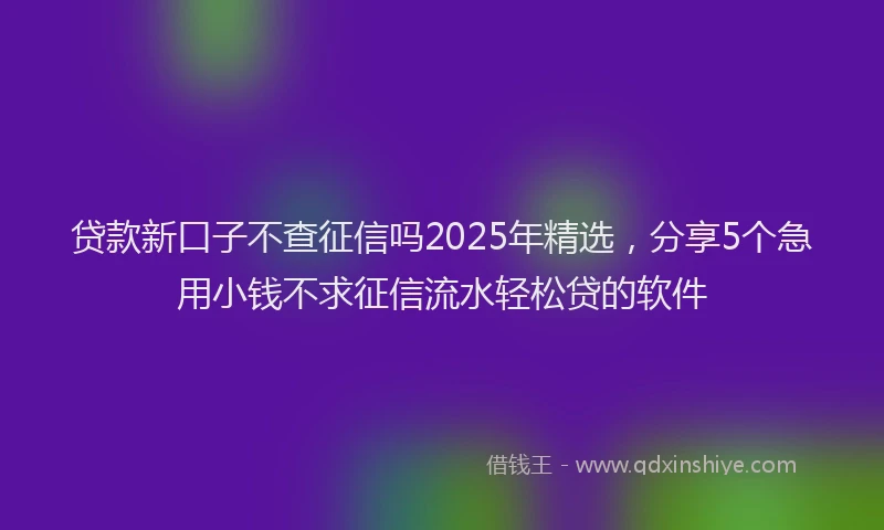 贷款新口子不查征信吗2025年精选，分享5个急用小钱不求征信流水轻松贷的软件
