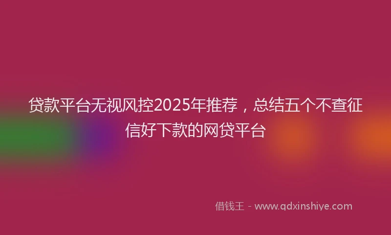 贷款平台无视风控2025年推荐，总结五个不查征信好下款的网贷平台