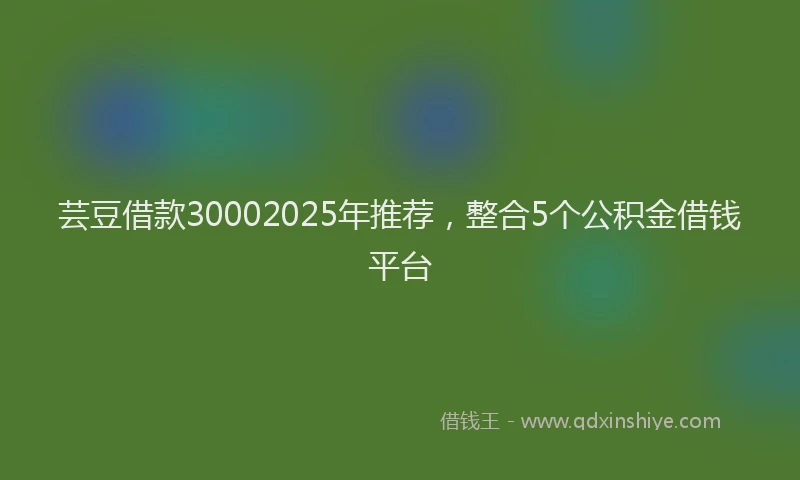 芸豆借款30002025年推荐，整合5个公积金借钱平台