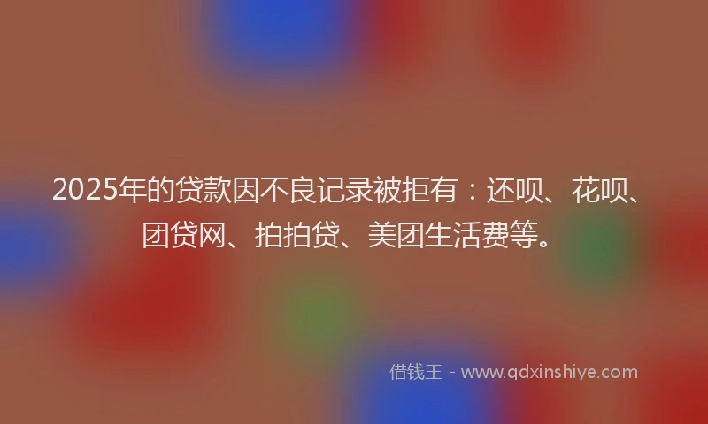 2025年的贷款因不良记录被拒有：还呗、花呗、团贷网、拍拍贷、美团生活费等。