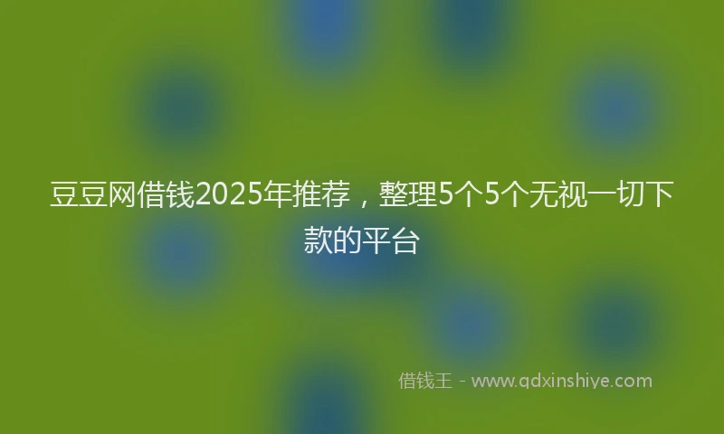 豆豆网借钱2025年推荐，整理5个5个无视一切下款的平台