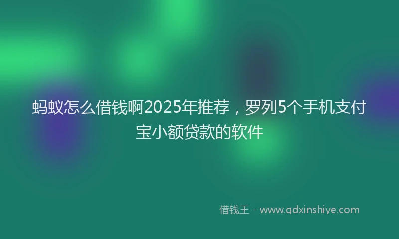 蚂蚁怎么借钱啊2025年推荐，罗列5个手机支付宝小额贷款的软件