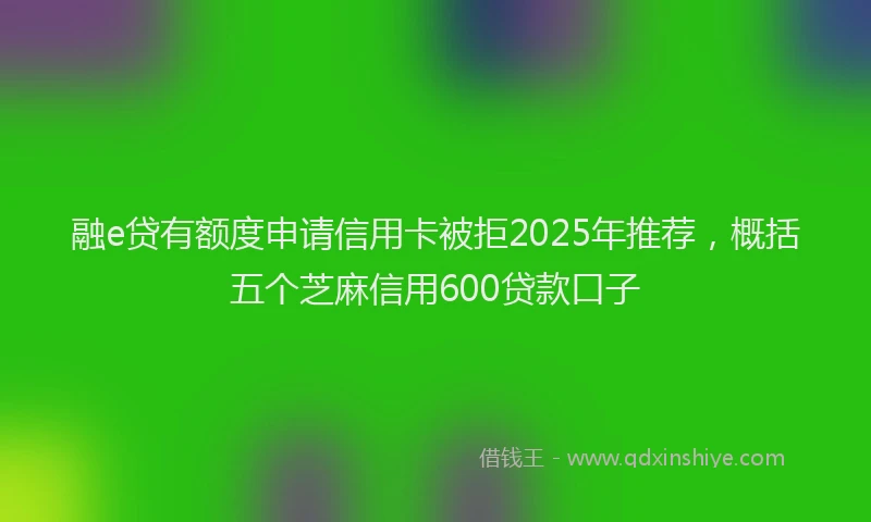融e贷有额度申请信用卡被拒2025年推荐，概括五个芝麻信用600贷款口子
