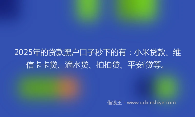 2025年的贷款黑户口子秒下的有：小米贷款、维信卡卡贷、滴水贷、拍拍贷、平安i贷等。