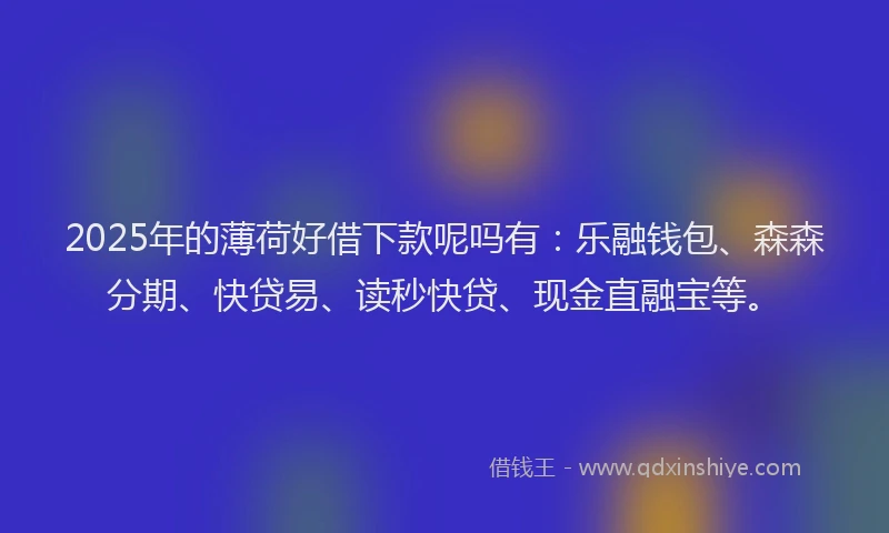 2025年的薄荷好借下款呢吗有：乐融钱包、森森分期、快贷易、读秒快贷、现金直融宝等。
