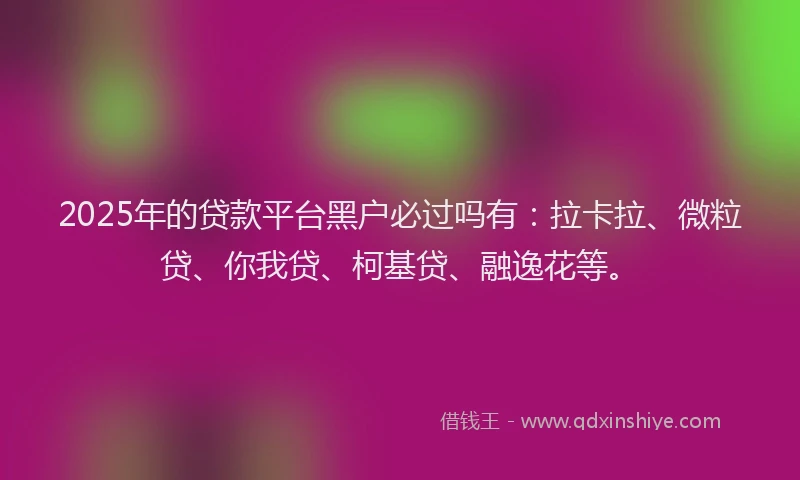 2025年的贷款平台黑户必过吗有：拉卡拉、微粒贷、你我贷、柯基贷、融逸花等。