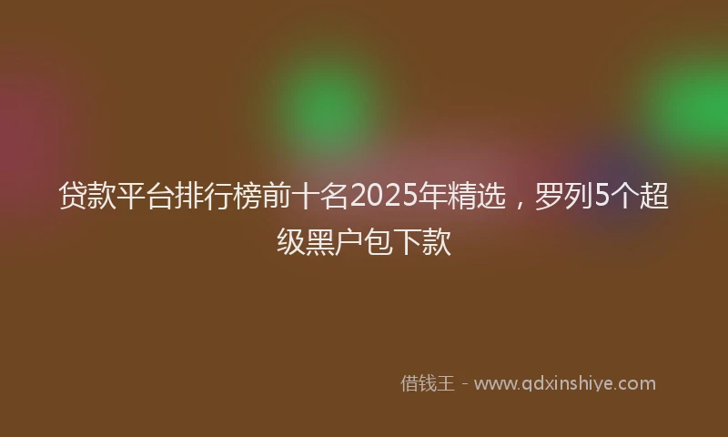 贷款平台排行榜前十名2025年精选，罗列5个超级黑户包下款