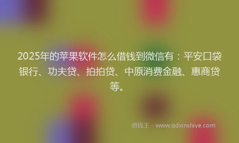 2025年的苹果软件怎么借钱到微信有：平安口袋银行、功夫贷、拍拍贷、中原消费金融、惠商贷等。
