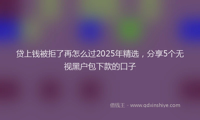贷上钱被拒了再怎么过2025年精选，分享5个无视黑户包下款的口子