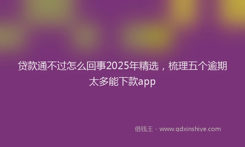 贷款通不过怎么回事2025年精选，梳理五个逾期太多能下款app