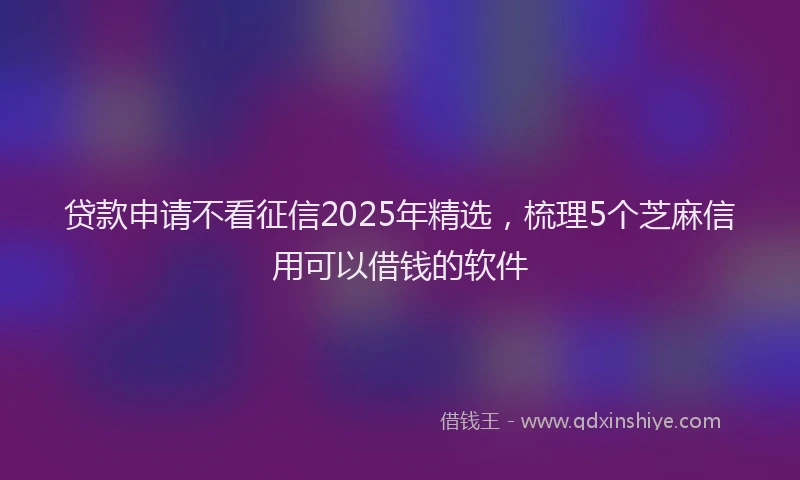 贷款申请不看征信2025年精选，梳理5个芝麻信用可以借钱的软件