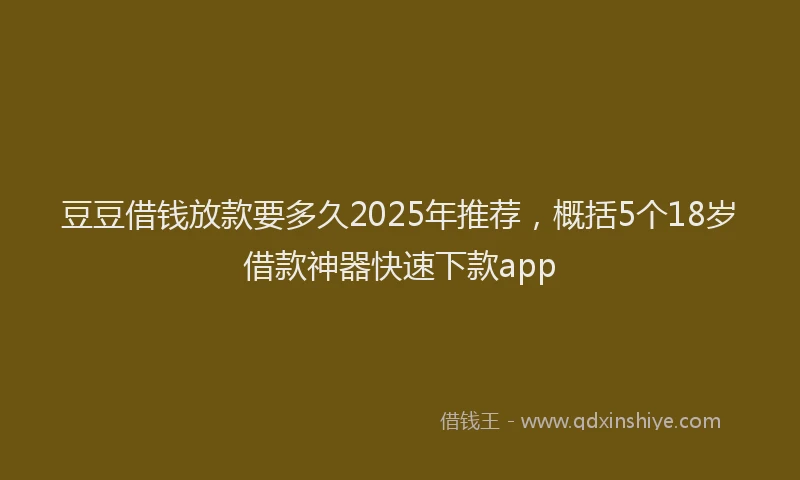 豆豆借钱放款要多久2025年推荐，概括5个18岁借款神器快速下款app