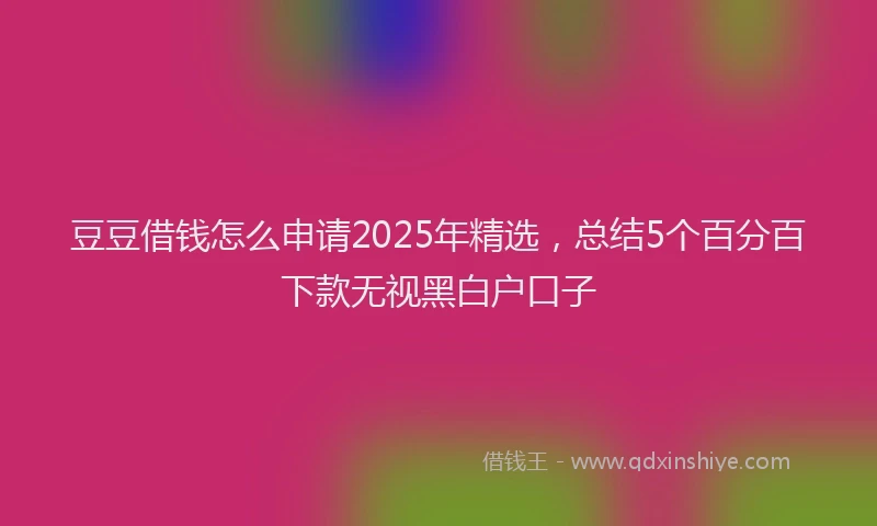豆豆借钱怎么申请2025年精选，总结5个百分百下款无视黑白户口子