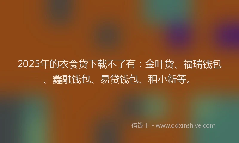 2025年的衣食贷下载不了有：金叶贷、福瑞钱包、鑫融钱包、易贷钱包、租小新等。