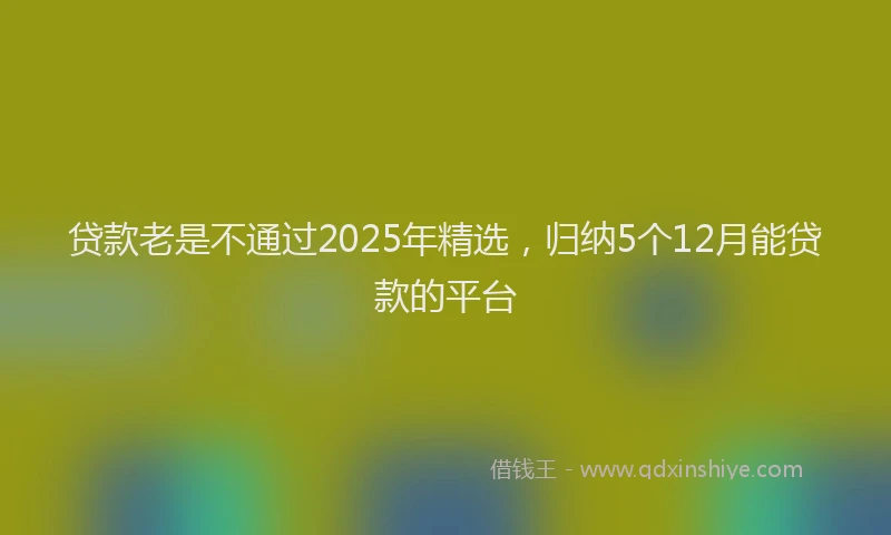 贷款老是不通过2025年精选，归纳5个12月能贷款的平台