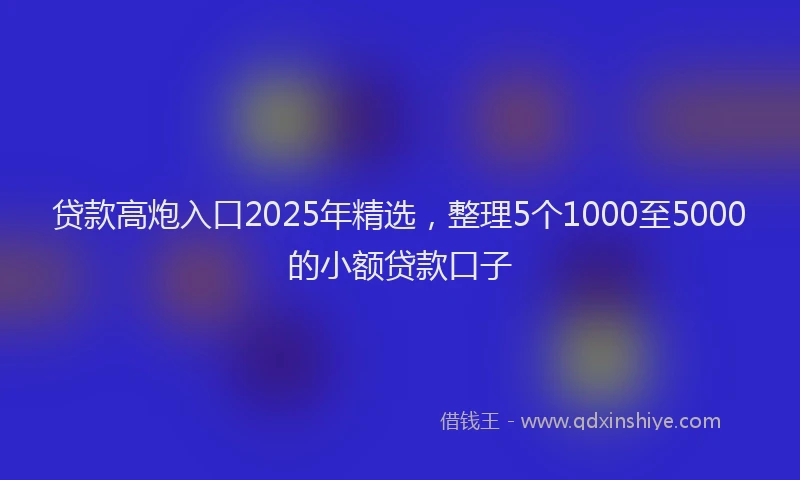 贷款高炮入口2025年精选，整理5个1000至5000的小额贷款口子