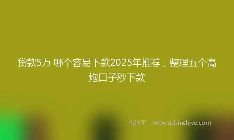 贷款5万 哪个容易下款2025年推荐，整理五个高炮口子秒下款