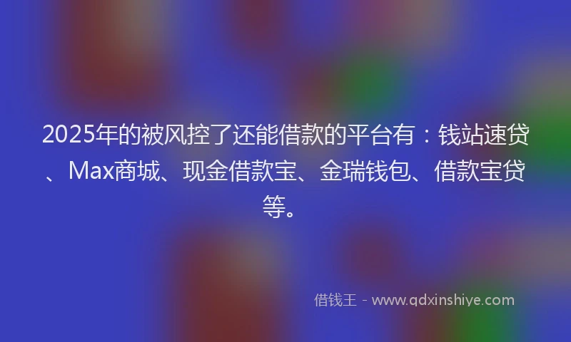 2025年的被风控了还能借款的平台有：钱站速贷、Max商城、现金借款宝、金瑞钱包、借款宝贷等。