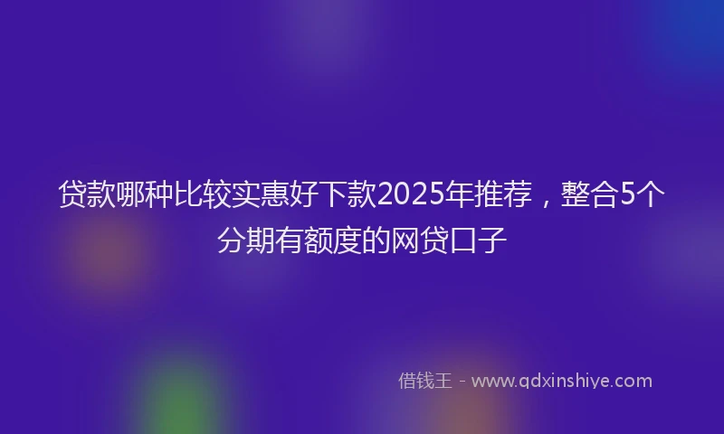 贷款哪种比较实惠好下款2025年推荐，整合5个分期有额度的网贷口子