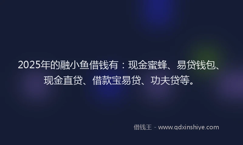2025年的融小鱼借钱有：现金蜜蜂、易贷钱包、现金直贷、借款宝易贷、功夫贷等。