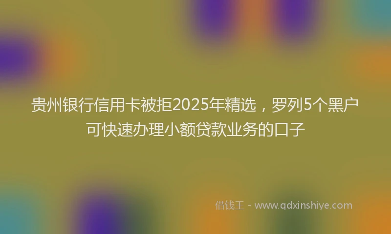 贵州银行信用卡被拒2025年精选，罗列5个黑户可快速办理小额贷款业务的口子