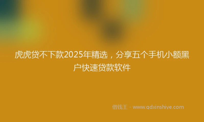 虎虎贷不下款2025年精选，分享五个手机小额黑户快速贷款软件