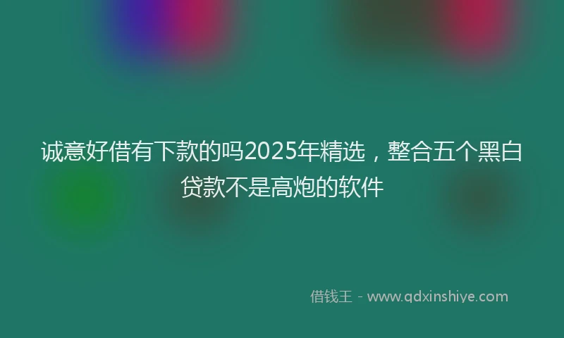 诚意好借有下款的吗2025年精选，整合五个黑白贷款不是高炮的软件