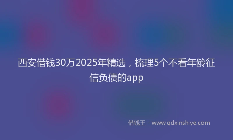 西安借钱30万2025年精选，梳理5个不看年龄征信负债的app