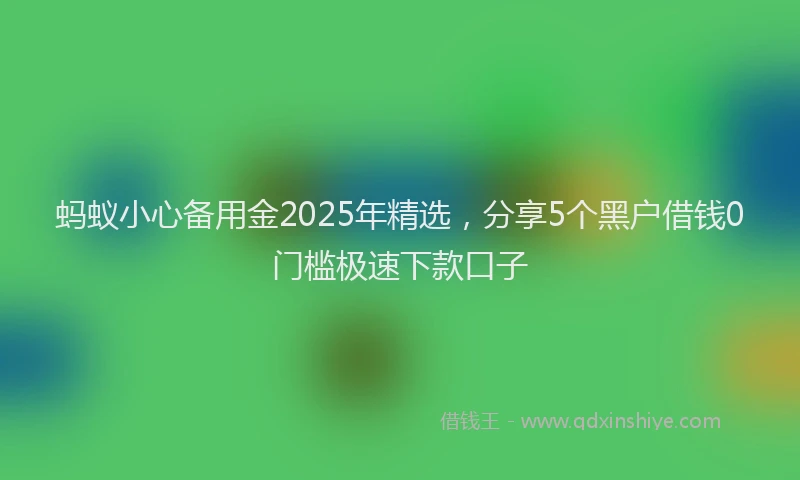 蚂蚁小心备用金2025年精选，分享5个黑户借钱0门槛极速下款口子