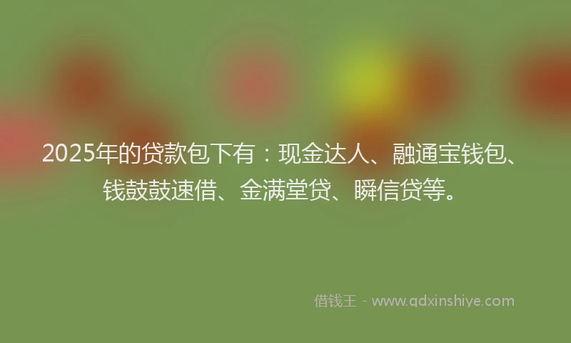 2025年的贷款包下有：现金达人、融通宝钱包、钱鼓鼓速借、金满堂贷、瞬信贷等。