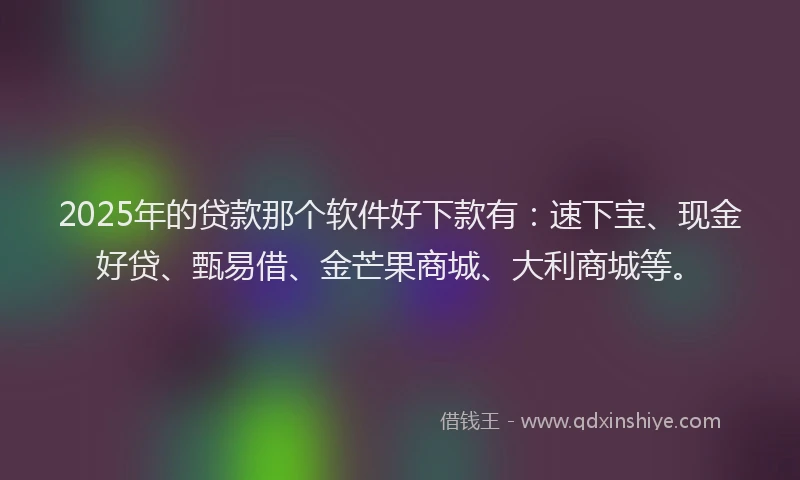 2025年的贷款那个软件好下款有：速下宝、现金好贷、甄易借、金芒果商城、大利商城等。
