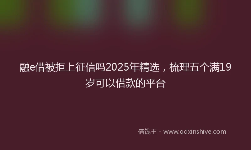 融e借被拒上征信吗2025年精选，梳理五个满19岁可以借款的平台