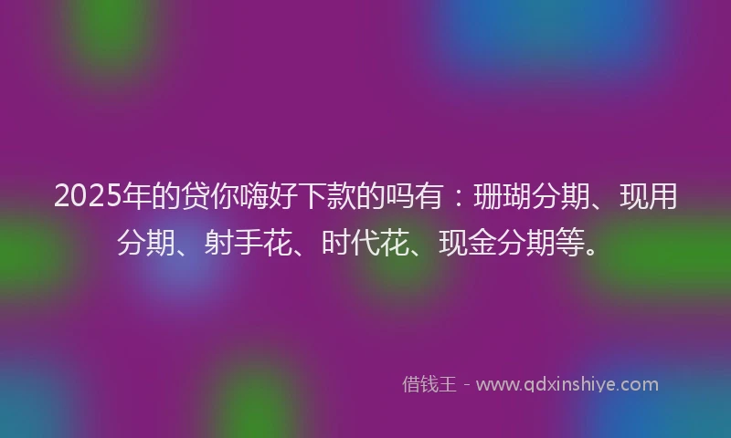 2025年的贷你嗨好下款的吗有:珊瑚分期、现用分期、射手花、时代花、现金分期等。