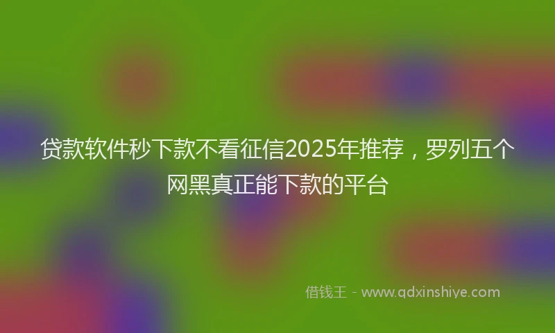 贷款软件秒下款不看征信2025年推荐，罗列五个网黑真正能下款的平台