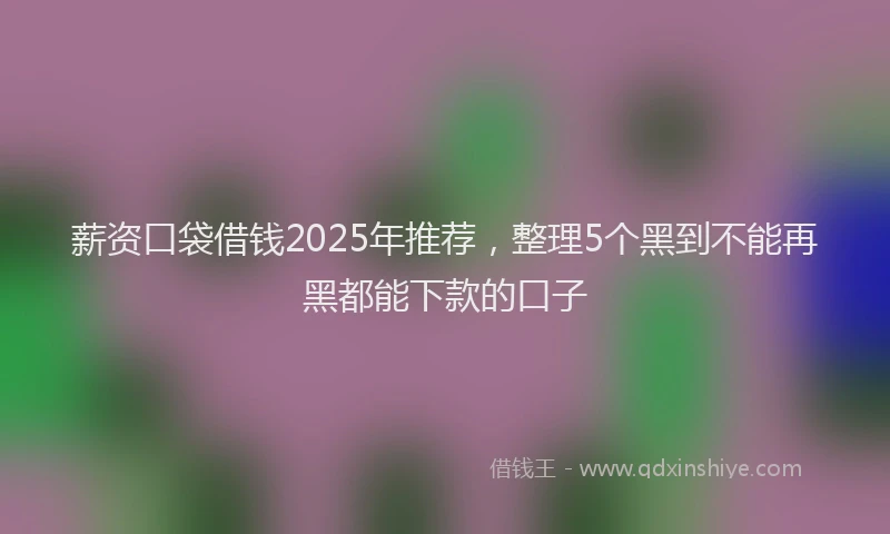 薪资口袋借钱2025年推荐，整理5个黑到不能再黑都能下款的口子