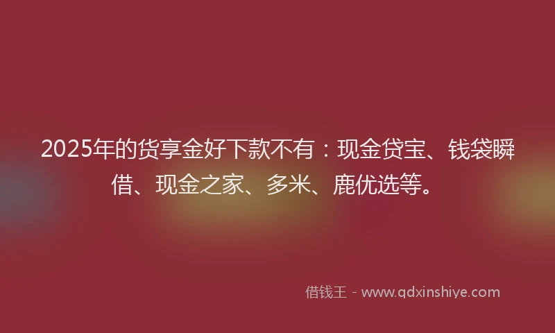 2025年的货享金好下款不有：现金贷宝、钱袋瞬借、现金之家、多米、鹿优选等。