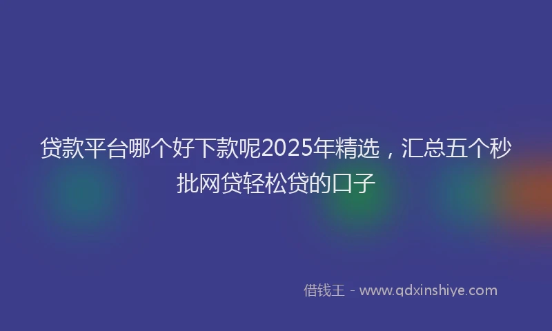 贷款平台哪个好下款呢2025年精选，汇总五个秒批网贷轻松贷的口子