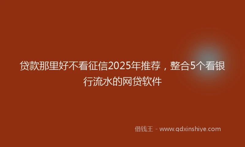 贷款那里好不看征信2025年推荐，整合5个看银行流水的网贷软件