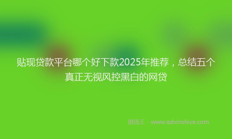 贴现贷款平台哪个好下款2025年推荐，总结五个真正无视风控黑白的网贷
