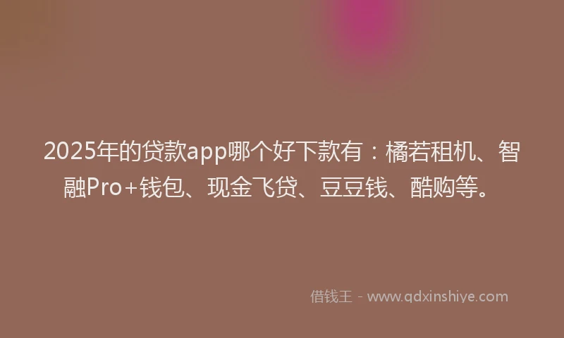 2025年的贷款app哪个好下款有：橘若租机、智融Pro+钱包、现金飞贷、豆豆钱、酷购等。